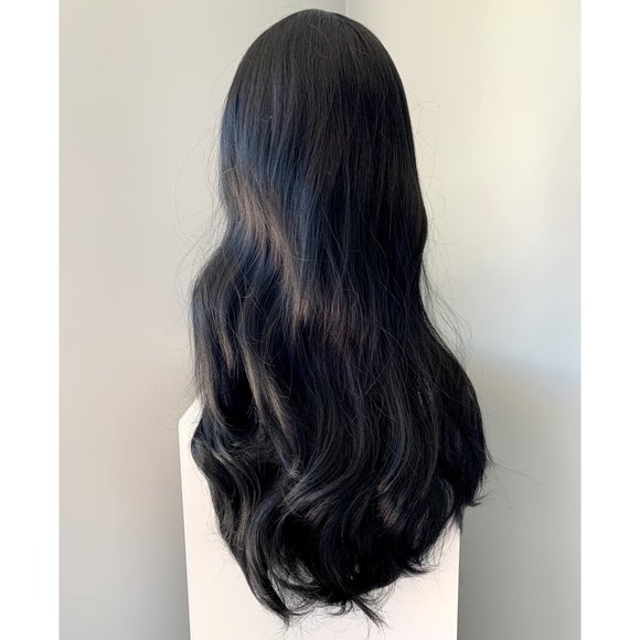 NEW Long Black Synthetic Wig with Bangs - Picture 3 of 3